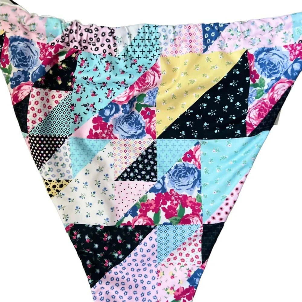 NWT Frankies Bikinis Gabe High Cut Bikini Bottom in Patchwork Size Large - Picture 8 of 13